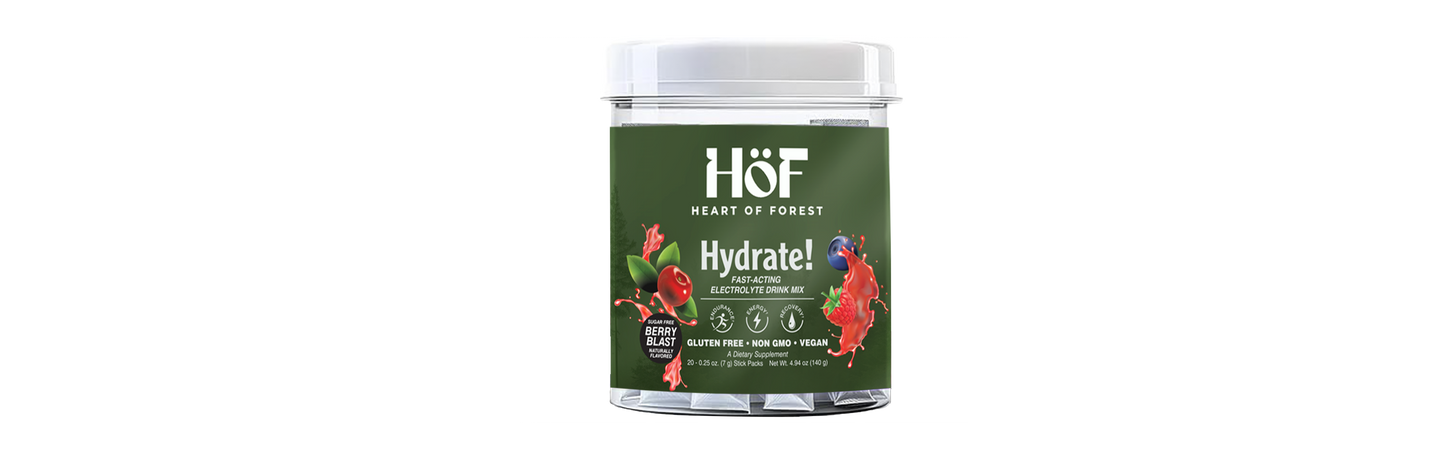 Hydrate! Electrolyte Hydration Sticks | BERRY BLAST | (20 Pack)