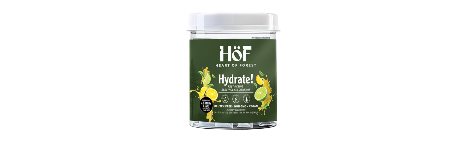 Hydrate! Electrolyte Hydration Sticks | LEMON-LIME | (20 Pack)